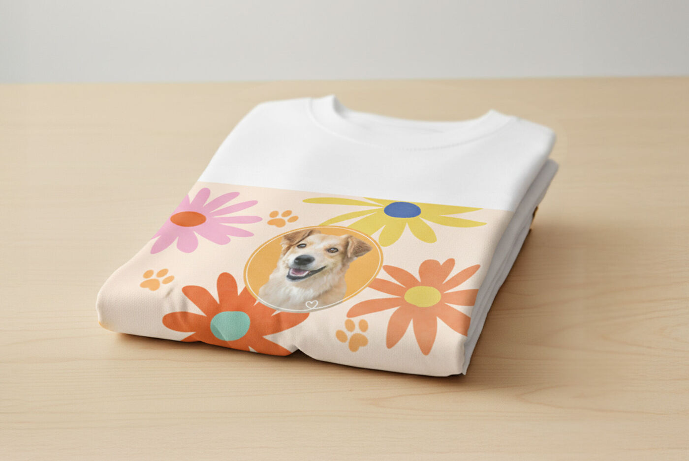Camiseta personalizada con un perro en el centro.